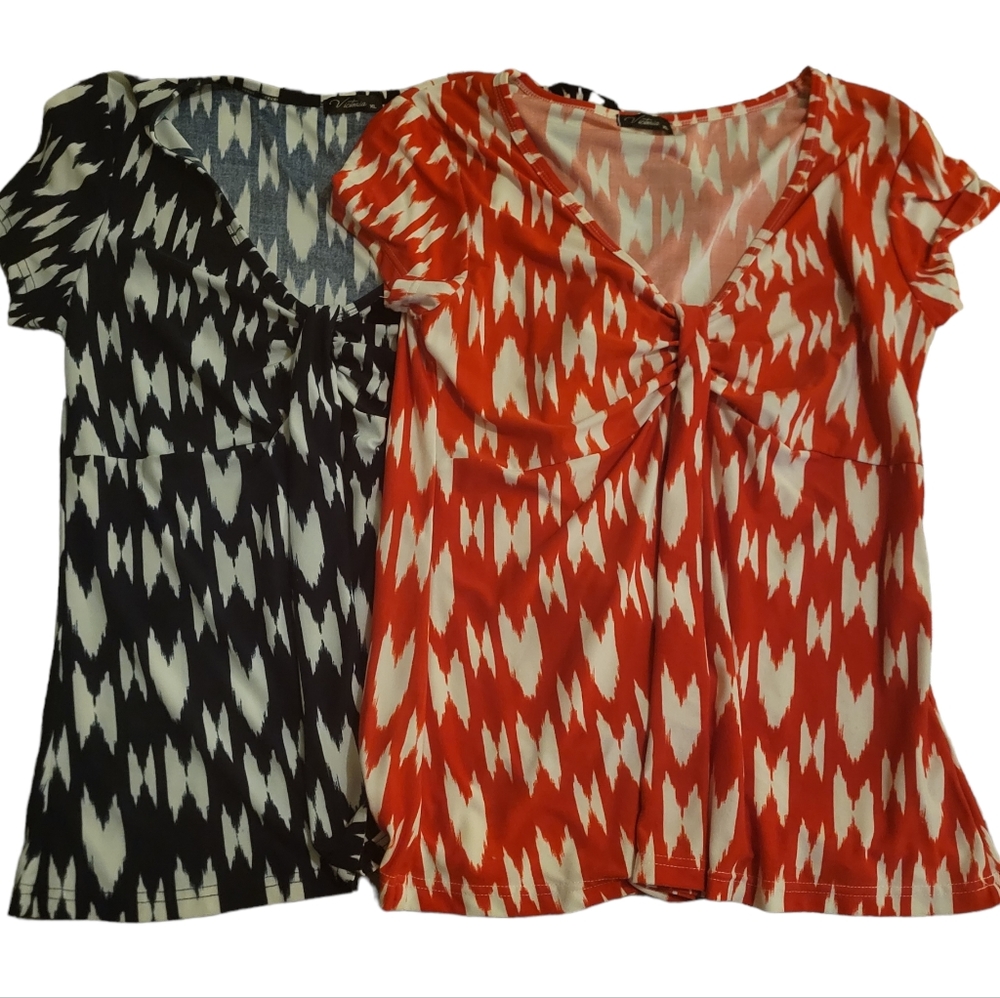 Set of 2 Victoria Tops Orange / Navy Blue Size XL